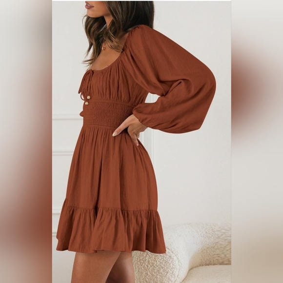 Dresses & Skirts - Women’s Rust Brown Smocked Waist Mini Dress